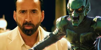 O ator Nicolas Cage e o vilão Duende Verde
