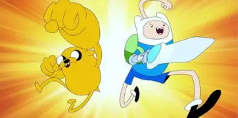 Finn e Jake em ação em Hora de Aventura
