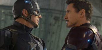 Chris Evans e Robert Downey Jr. em Capitão América: Guerra Civil