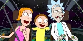Rick & Morty com Summer em nave espacial