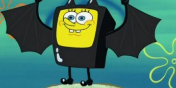 Bob Esponja com roupa parecida com a do Batman