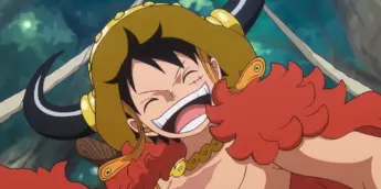 Luffy celebrando em cena do Episódio 1.165 de One Piece