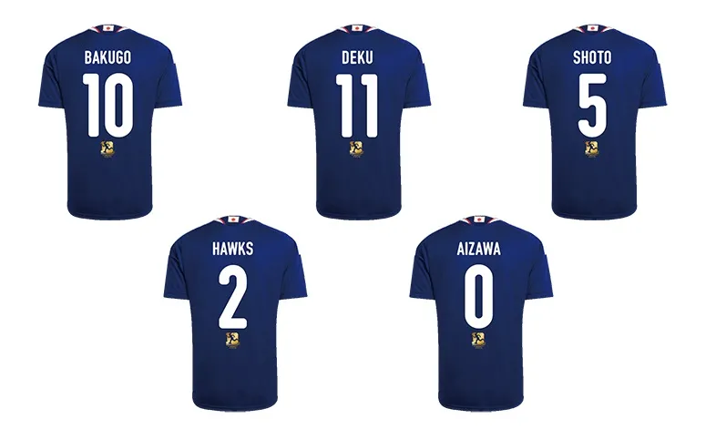 Camisas da Seleção Japonesa com nomes de personagens de My Hero Academia