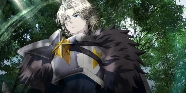 Elymas Edvaughn em cena de The Exiled Heavy Knight Knows How to Game the System