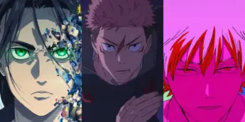 Eren em Attack on Titan Itadori em Jujutsu Kaisen e Denji em Chainsaw Man