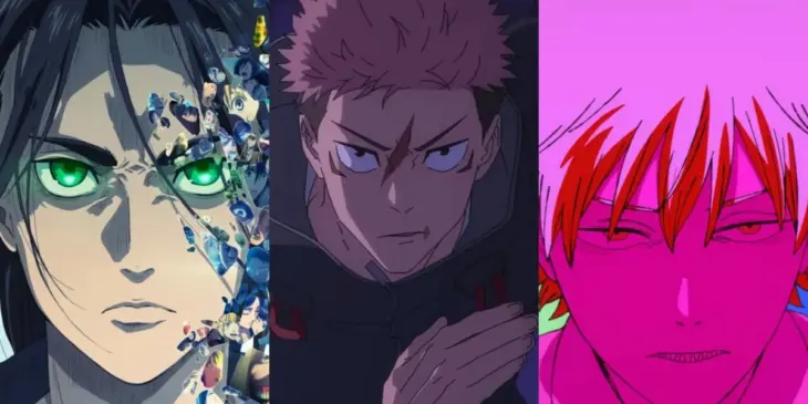 Eren em Attack on Titan Itadori em Jujutsu Kaisen e Denji em Chainsaw Man