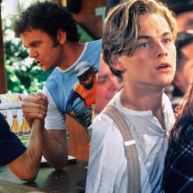 Mark Wahlberg e John C. Reilley em Boogie Nights: Prazer Sem Limites e Leonardo DiCaprio e Kate Winslet em Titanic