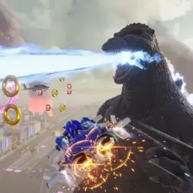 Godzilla em Sonic Racing: CrossWorlds