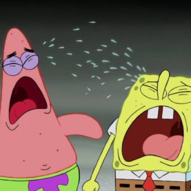 Patrick Estrela e Bob Esponja chorando