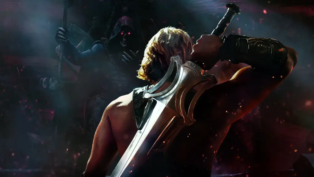 He-Man contra o Esqueleto em Mestres do Universo