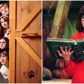 O elenco de Scooby-Doo: A Origem, série da Netflix, e a atriz Linda Cardellini como Velma em um dos filmes lançados nos anos 2000