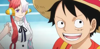 Uta e Luffy em cena de One Piece: RED