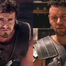 Paul Mescal em Gladiador 2 e Russell Crowe em Gladiador