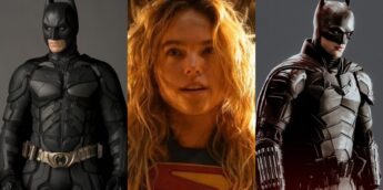 Christian Bale como Batman, Milly Alcock como Supergirl e Robert Pattinson como Batman