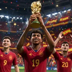 Seleção da Espanha, que o EA Sports FC 26 crava como a grande campeã da Copa do Mundo Masculina deste ano