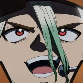 Senku em cena do episódio final de Dr. Stone