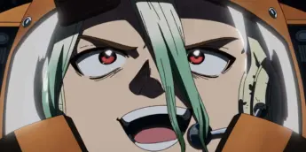Senku em cena do episódio final de Dr. Stone