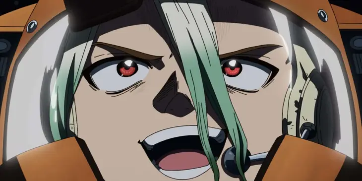 Senku em cena do episódio final de Dr. Stone