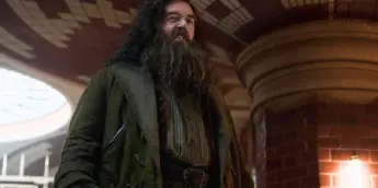 Nick Frost interpretando Hagrid em Harry Potter