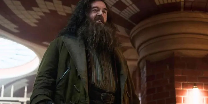 Nick Frost interpretando Hagrid em Harry Potter
