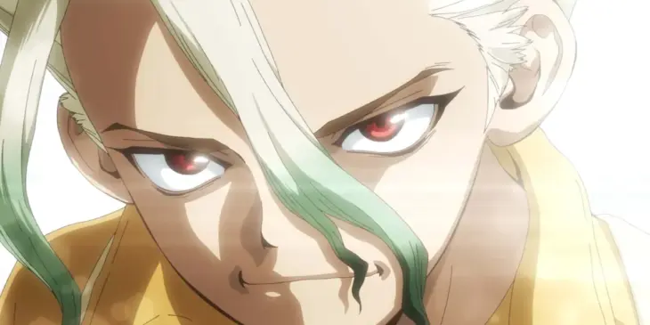 Senku em cena do episódio final de Dr. Stone