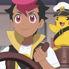 Rain e Capitão Pikachu em cena de Pokémon: Horizontes