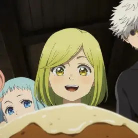 Qifrey e aprendizes em cena do Episódio 6 de Witch Hat Atelier
