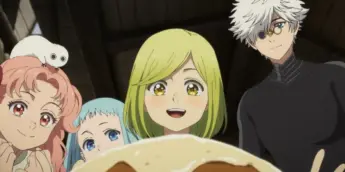 Qifrey e aprendizes em cena do Episódio 6 de Witch Hat Atelier