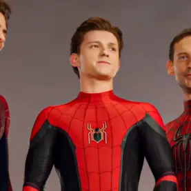 Andrew Garfield, Tom Holland e Tobey Maguire como Homem-Aranha