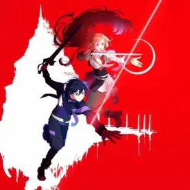 Kirito e Asuna em anúncio de Sword Art Online -Integral Domain-