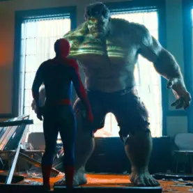Hulk diante do Homem-Aranha em Um Novo Dia