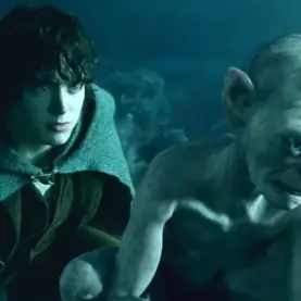 Elijah Wood e Andy Serkis de O Senhor dos Anéis A Caçada por Gollum