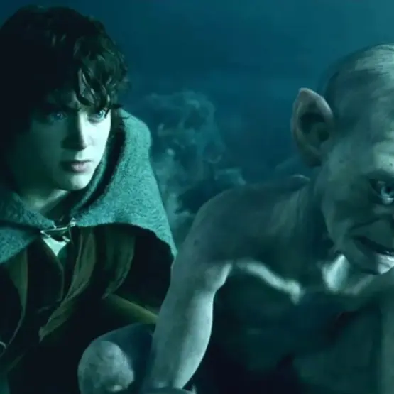 Elijah Wood e Andy Serkis de O Senhor dos Anéis A Caçada por Gollum
