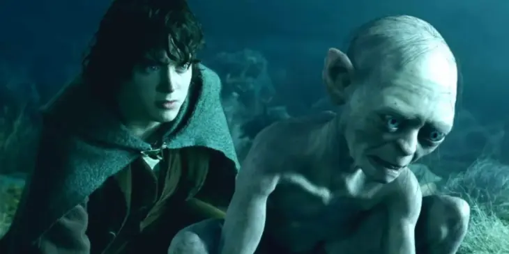 Elijah Wood e Andy Serkis de O Senhor dos Anéis A Caçada por Gollum