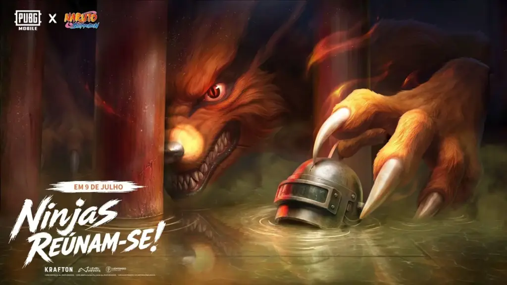 Banner de Kurama na colaboração PUBG MOBILE x Naruto Shippuden