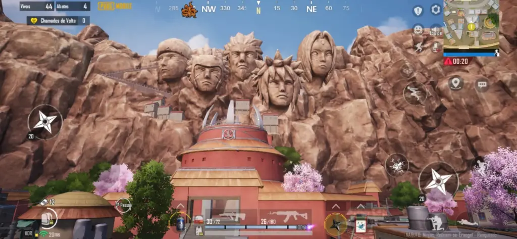 Monumento Hokage na colaboração PUBG MOBILE x Naruto Shippuden