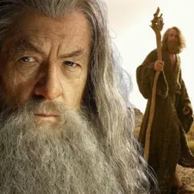 Jovem Gandalf de Os Anéis de Poder e Ian McKellen