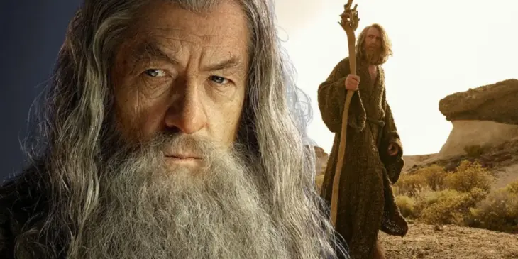 Jovem Gandalf de Os Anéis de Poder e Ian McKellen