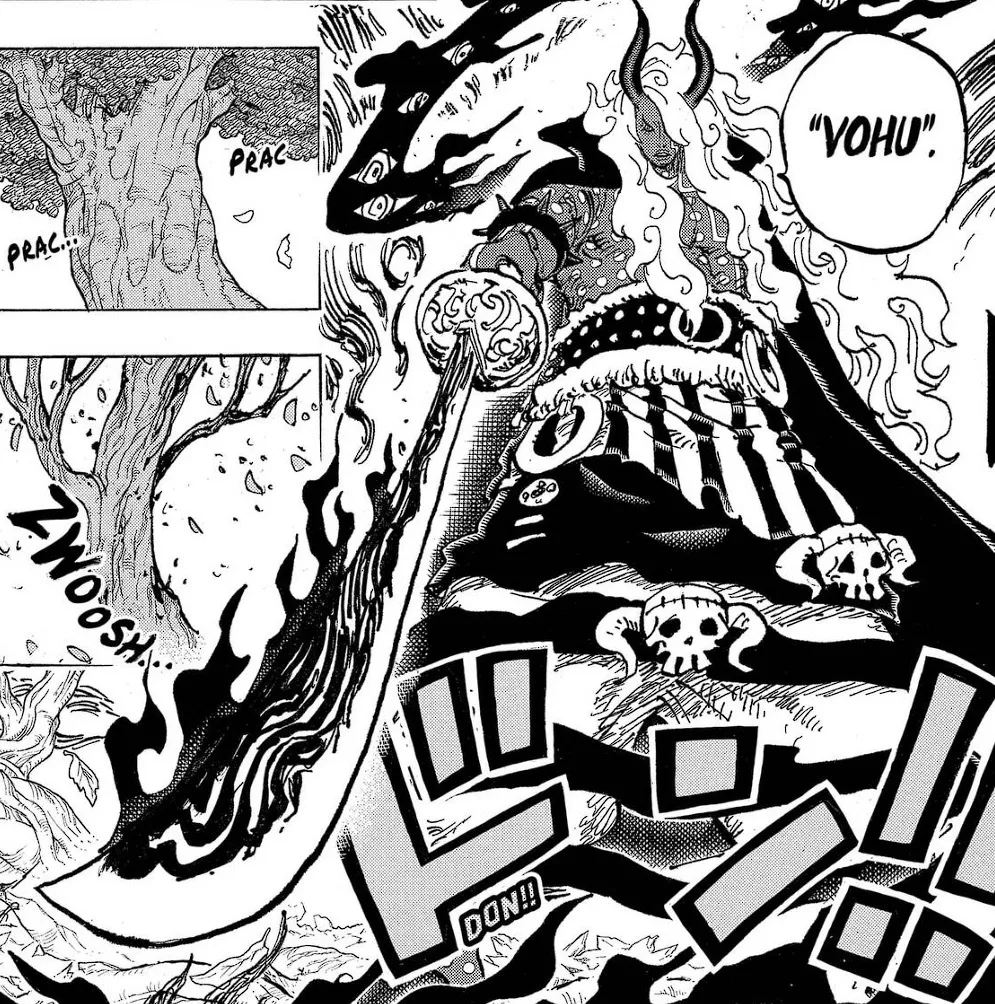 Imu manifestando a espada Vohu no Capítulo 1.188 de One Piece
