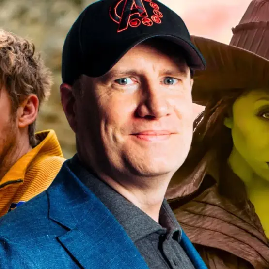 Kevin Feige, presidente do MCU, Ryan Gosling e Cynthia Erivo