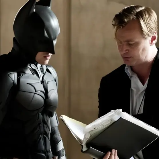 Christian Bale e Christopher Nolan em Batman