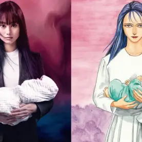 Shioli Kutsuna como Ryoko Tamiya em anúncio de Parasyte: Tamiya