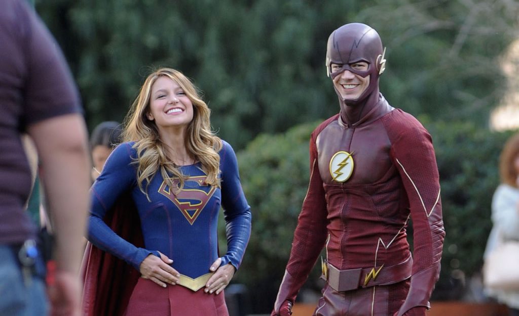 Melissa Benoist get into character while filming new scenes for her hit show "Supergirl" with special guest Grant Gustin as Flash for the special episode. Calista Flockhart was also seen on set in Los Angeles and was being saved by the 2 heroes as she gets hassled by 2 villains. Featuring: Melissa Benoist, Grant Gustin Where: Los Angeles, California, United States When: 23 Feb 2016 Credit: Cousart/JFXimages/WENN.com **Not avialable for publication in New Zealand and Australia**
